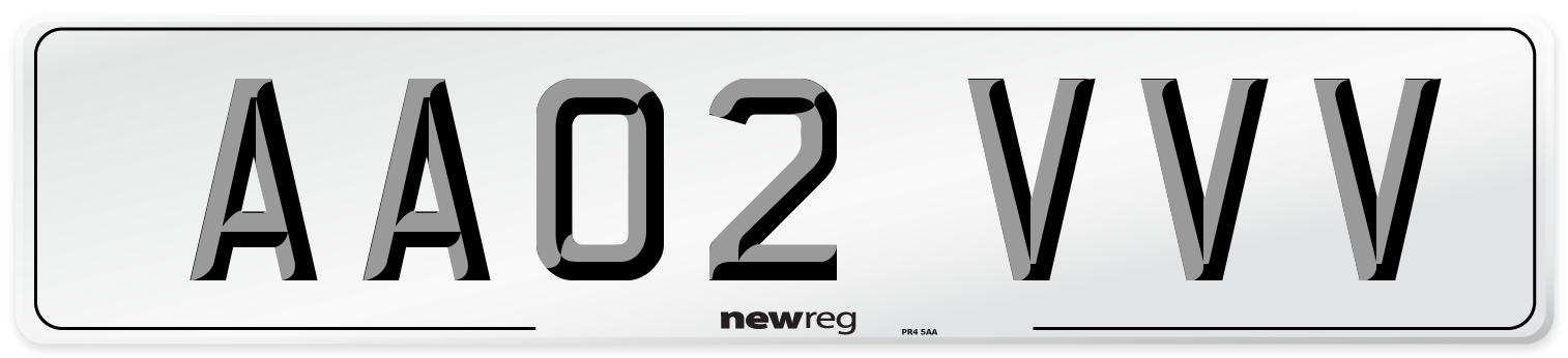 AA02 VVV Number Plate from New Reg